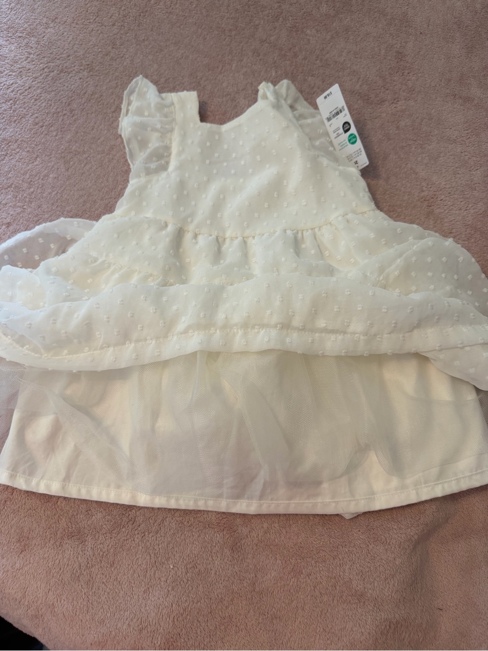Carter's White Swiss Dot Tiered Dress with Ruffled Sleeves NWT - Picture 6 of 7